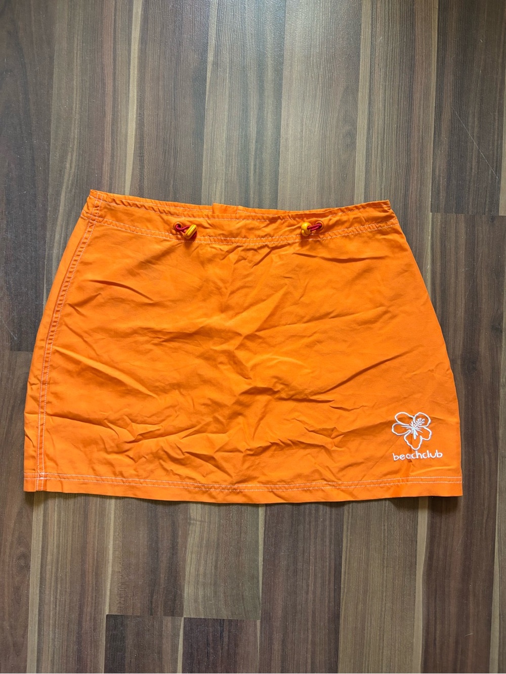 Orange Mini Skirt with Drawstring Waist